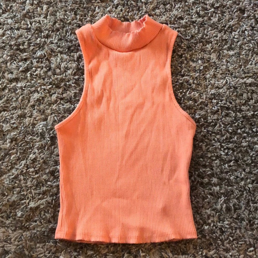 Shinestar Ribbed High Neck Crop Tank Top